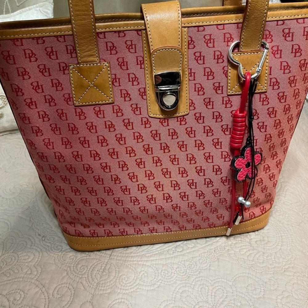 Dooney & Bourke Red and Tan Signature Tote